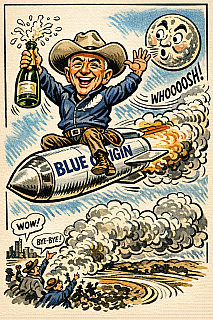 Bezos on his Rocket.